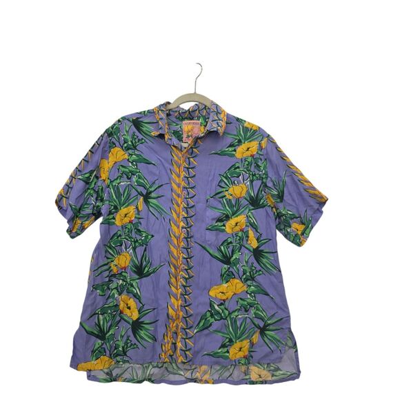 Big Dogs California Poppy Rayon Button Down Shirt Men's Size Small Vintage Blue - Picture 1 of 10